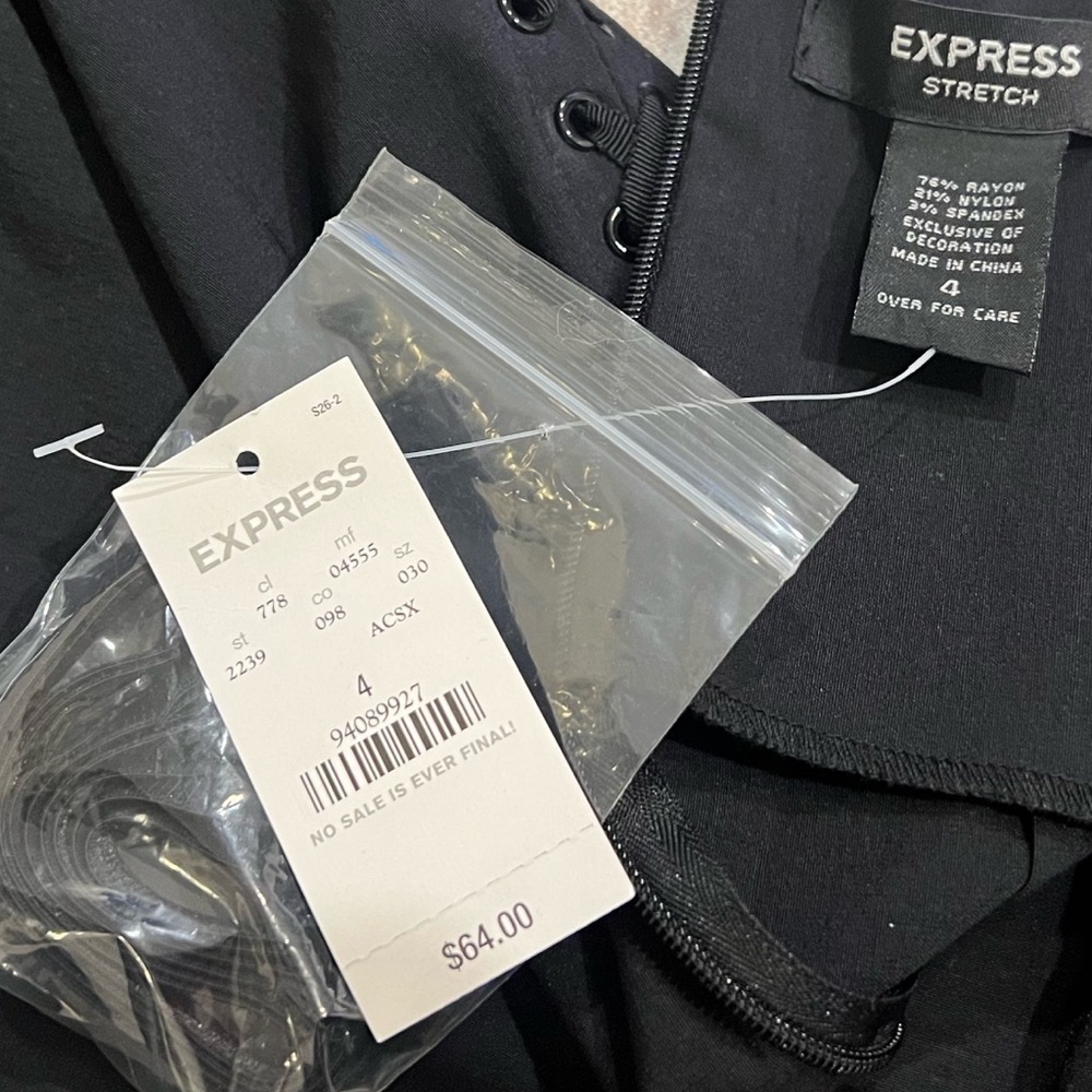 🆕 Express strapless lace up sides mini dress stretchy size 4 black - Picture 8 of 14